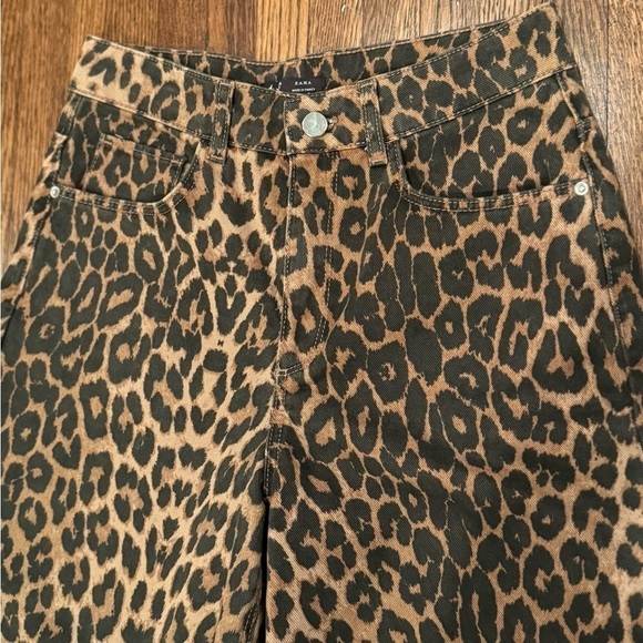 ZARA Leopard Cheetah Animal Print Wide Leg High Waisted Trouser Pants Size 2 - Picture 10 of 10